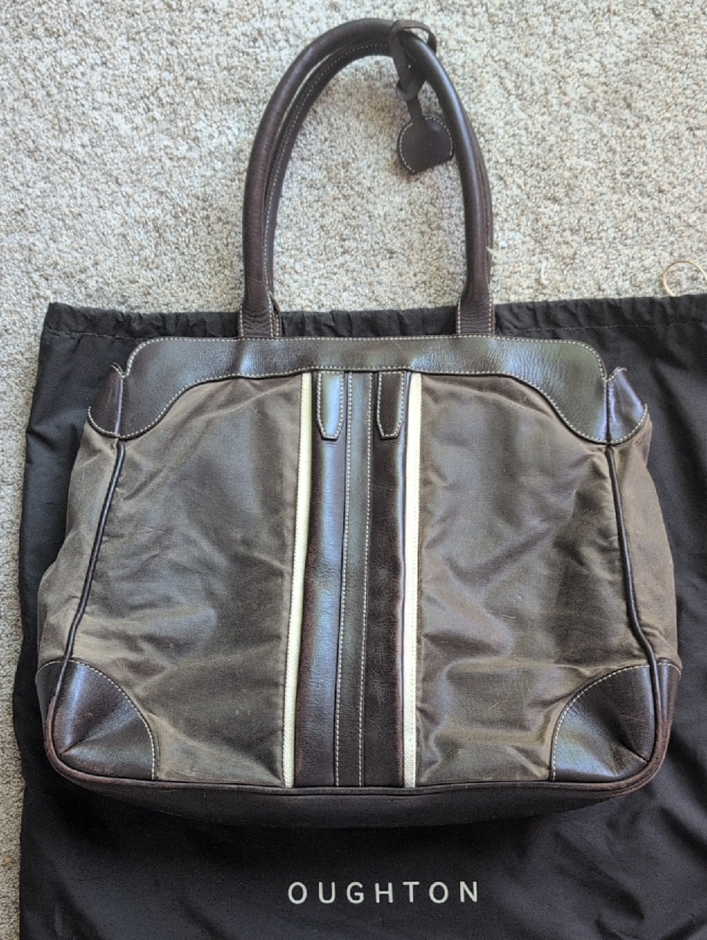 Oughton Limited Girth Tote Brown Wax Canvas & Leather Tote Bag with Girth